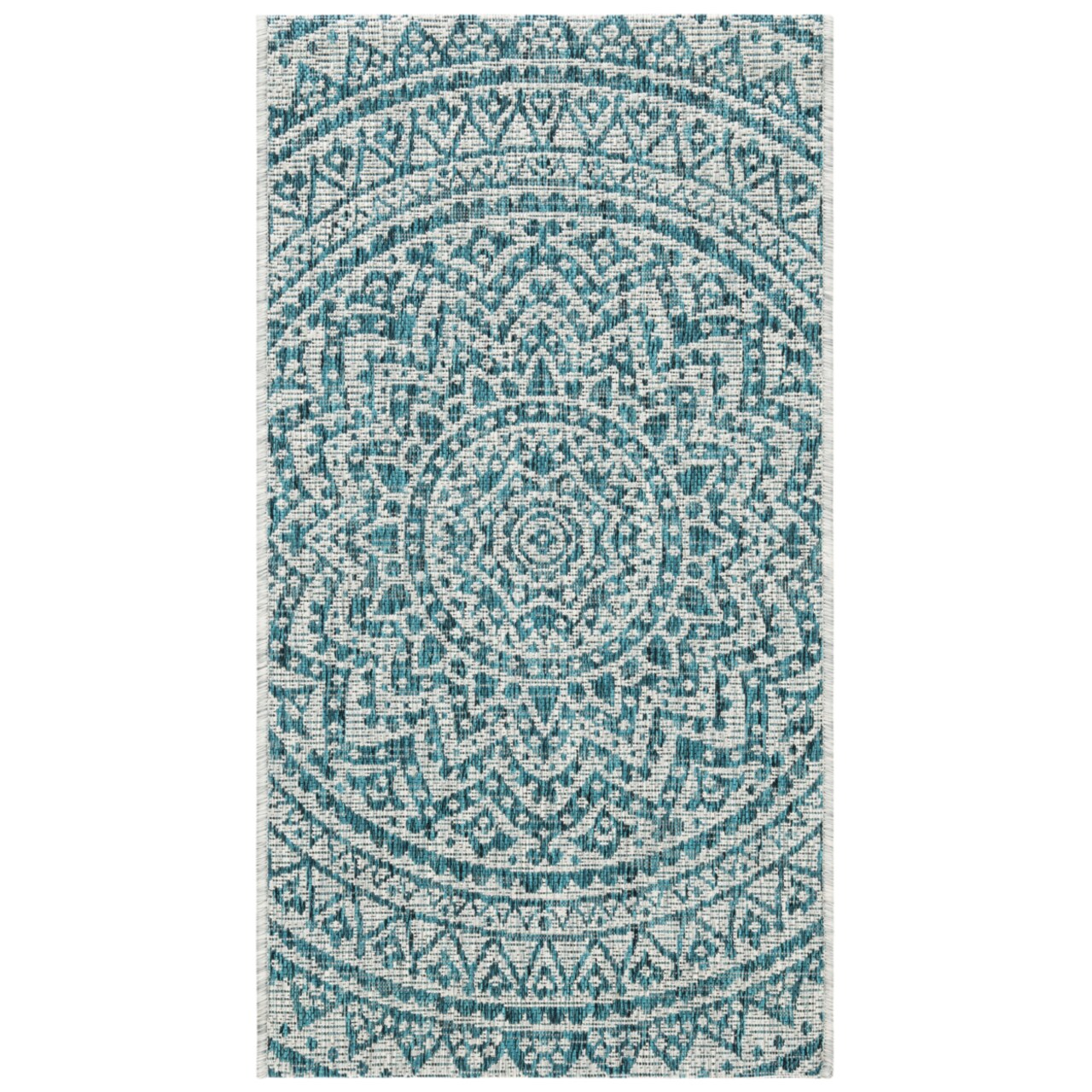 SAFAVIEH Courtyard Light Grey/Teal Rug: Outdoor Style & Comfort